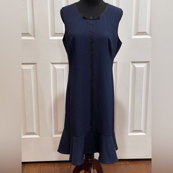 Karl Lagerfeld Dresses & Skirts - Karl Lagerfeld Paris Navy Ruffle Hem Dress with Bow Detail - Size 12 - NWT